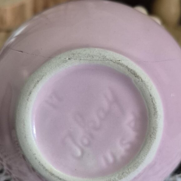 RARE Hull Pottery Tuscany Tokay 3 pcs Tea Set - Pink, Green Grapes & Vines - Picture 15 of 16